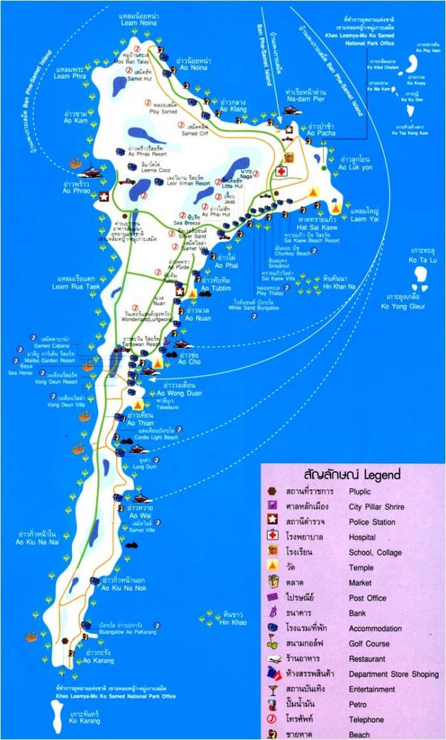 Карта Самета с пляжами