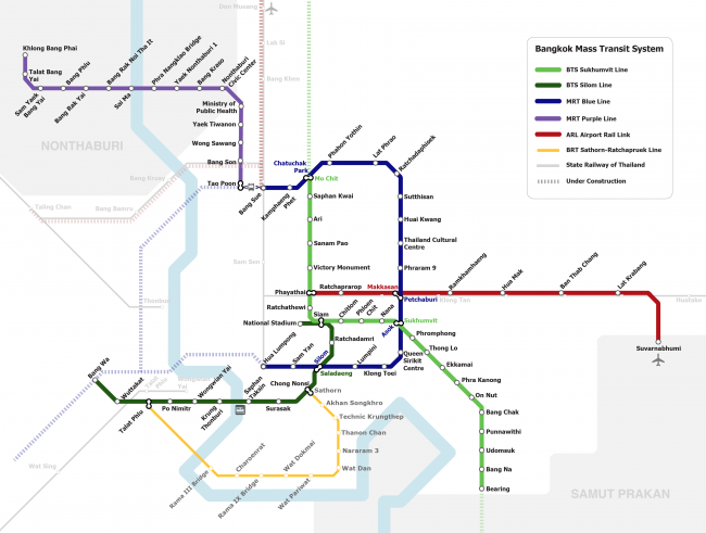 Схема метро в Бангкоке
