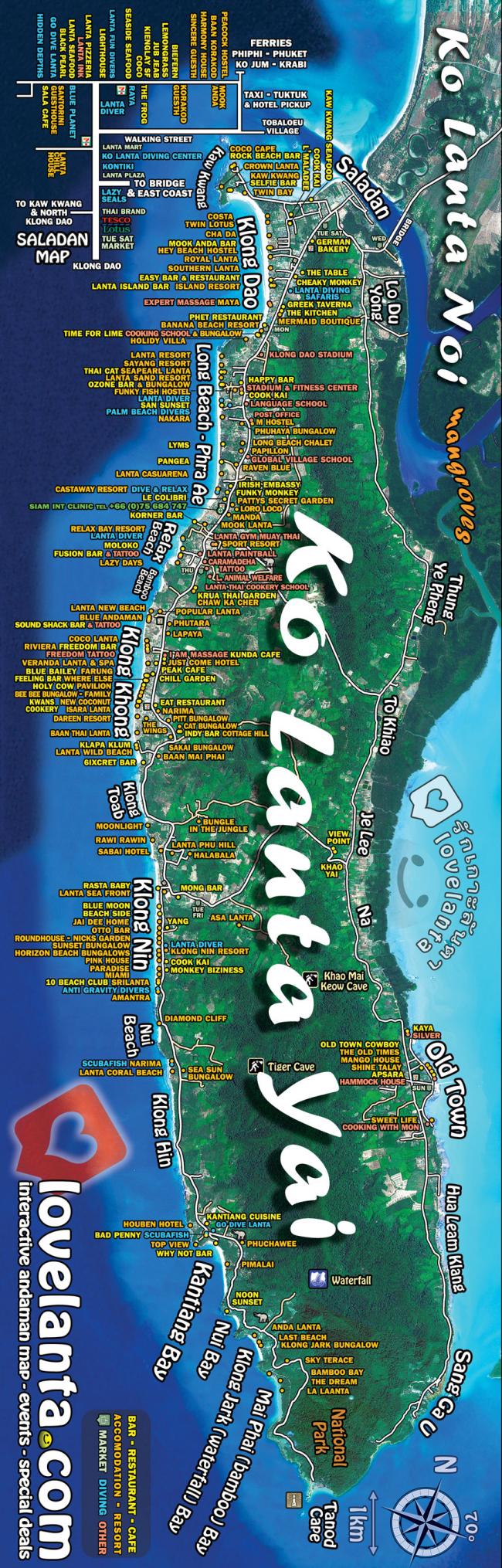 Карта пляжей Ко Ланты