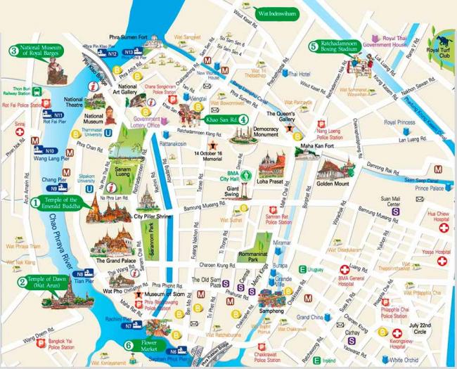Карта бангкока достопримечательностей