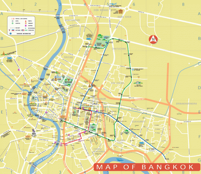 Карта с достопримечательностями Бангкока