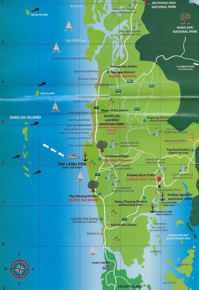 Карта с достопримечательностями Пханг Нга