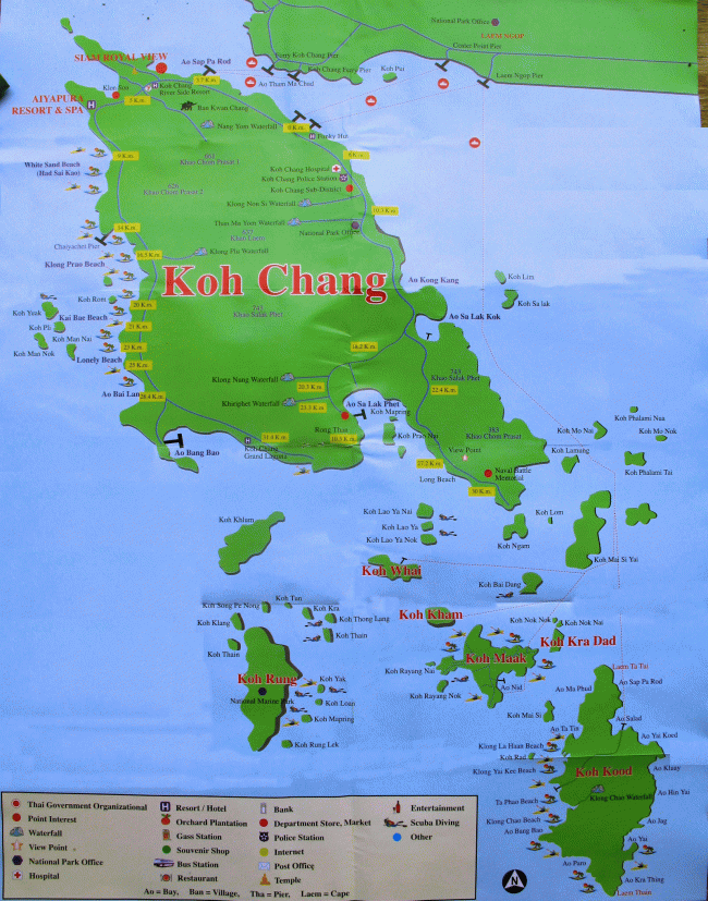 Карта Ко Чанга и островов рядом