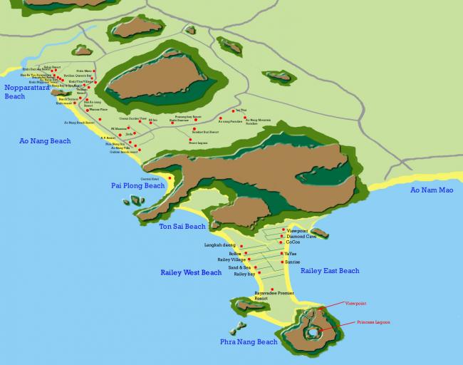 Карта рельефа Краби 