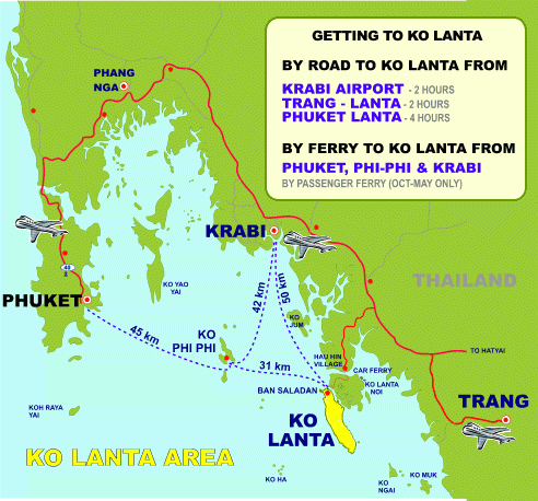 Карта «Как добраться на Ко Ланту»