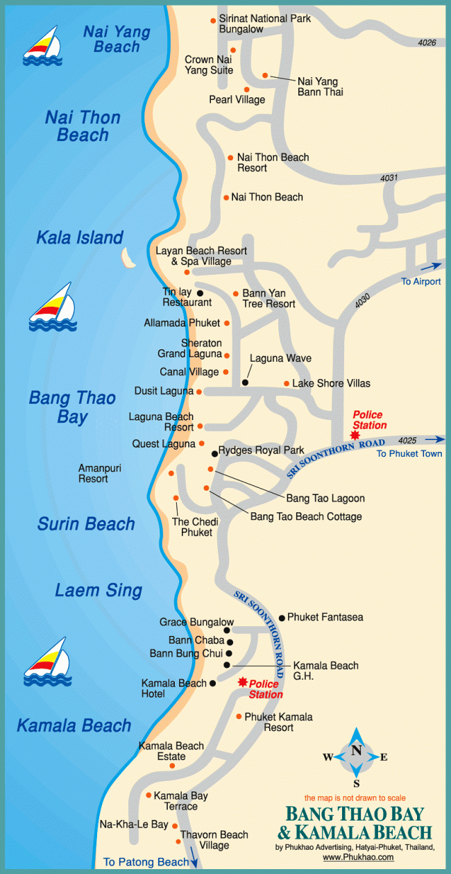 Карта пляжей Банг Тао и Камала