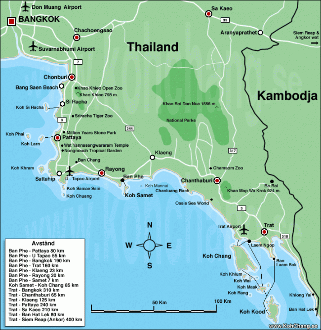 Карта Сиамского залива, остров Самет почти по центру